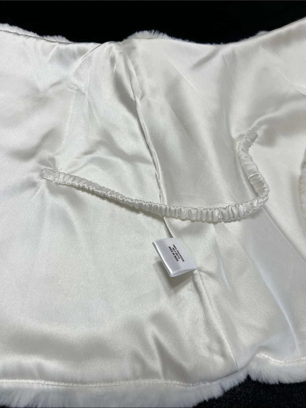 MSK White Faux Fur Bridal Wrap with Silver-Tone Brooch
